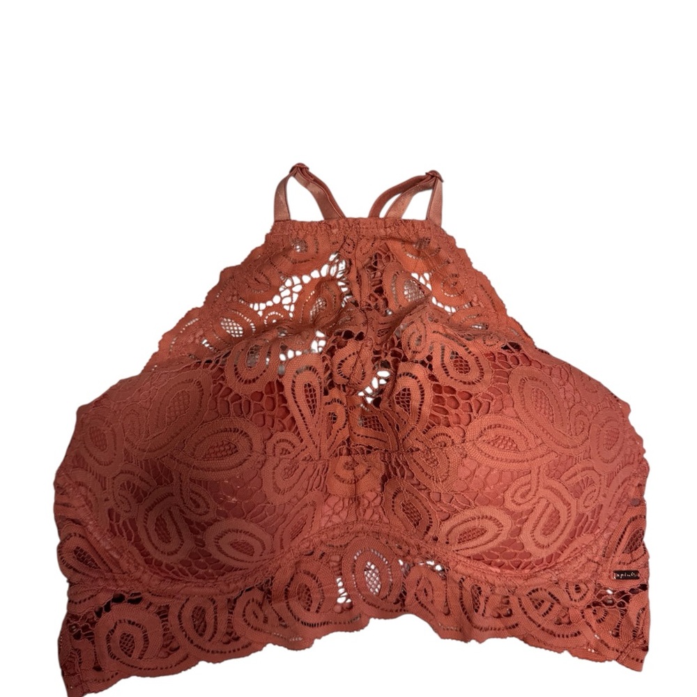 PINK Victoria's Secret Lace Halter Bralette in Terracotta
